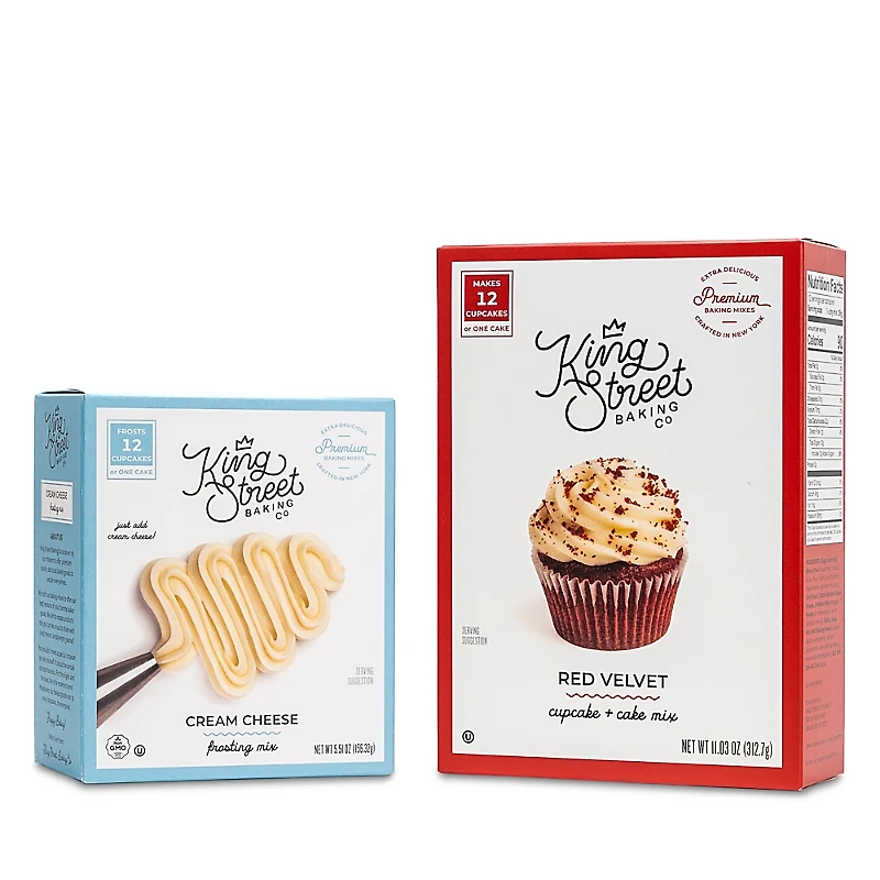 King Street Baking Co Red Velvet Cupcake & Cake Mix/Cream Cheese Frosting Mix Bundle