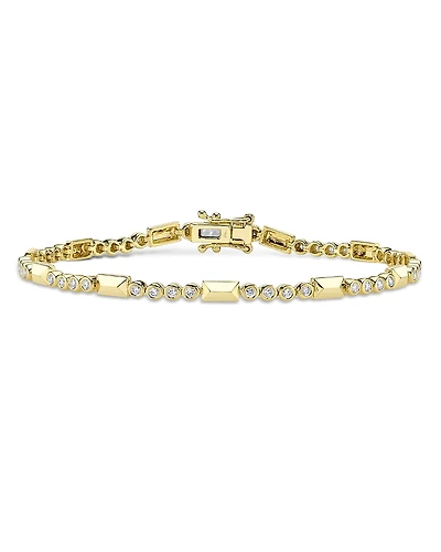 Shy Creation 14K Yellow Gold Bailey Diamond Bezel & Geometric Link Bracelet