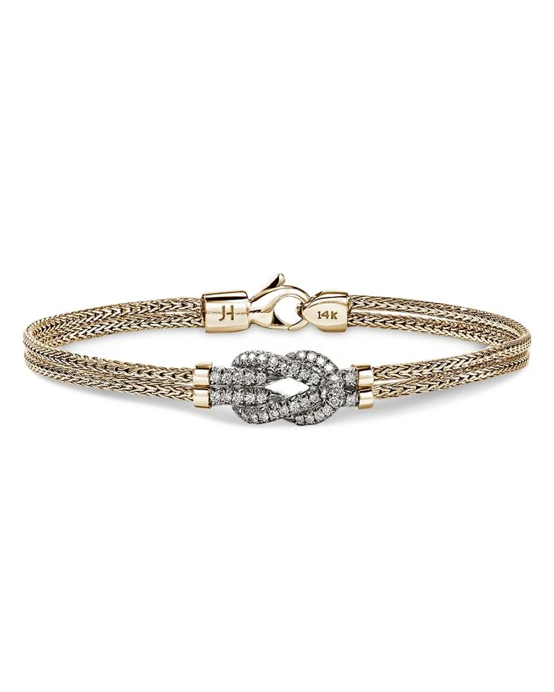 14K Yellow Gold Love Knot Diamond Bracelet