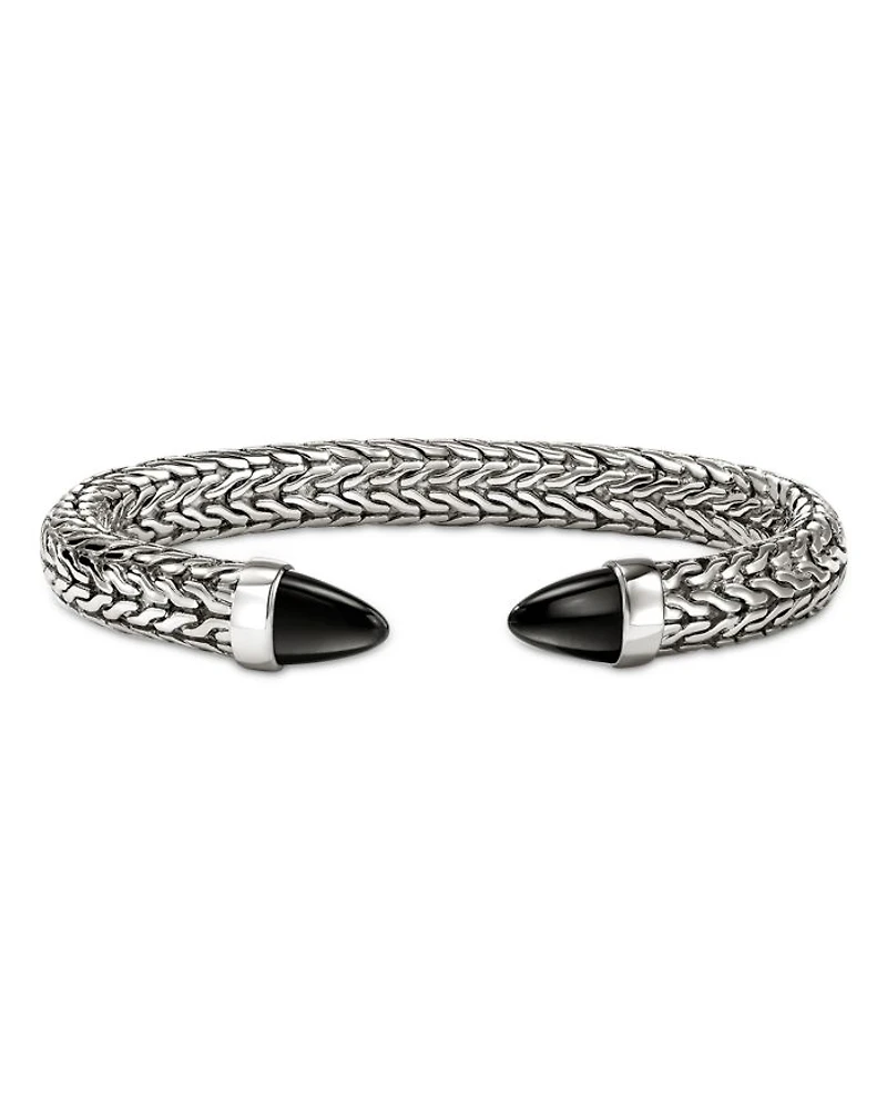 Sterling Silver Spear Black Onyx Cuff Bracelet