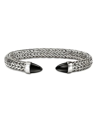 Sterling Silver Spear Black Onyx Cuff Bracelet