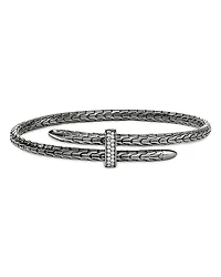 John Hardy Sterling Silver Spear Diamond Pave Flex Bypass Cuff Bracelet