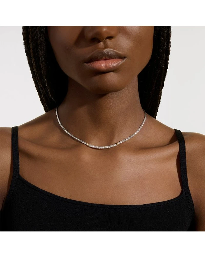 14K Yellow Gold & Sterling Silver JH Essentials Diamond Pavé Collar Necklace, 16-18"