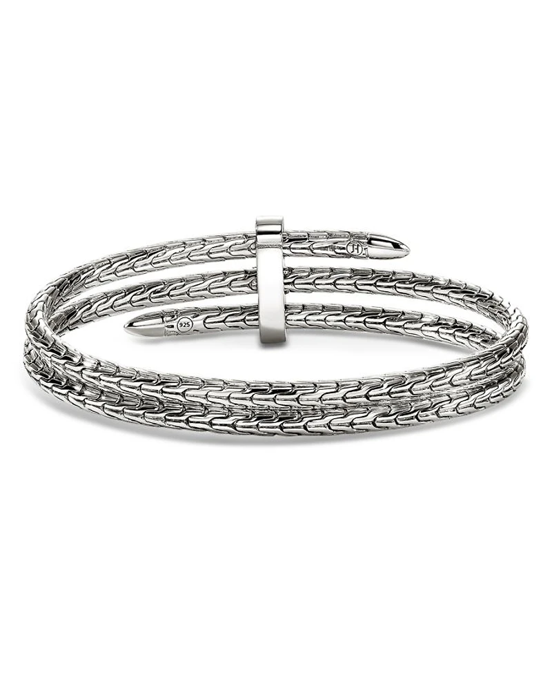 Sterling Silver Spear Diamond Pavé Double Flex Cuff Bracelet