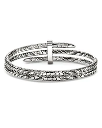 Sterling Silver Spear Diamond Pavé Double Flex Cuff Bracelet