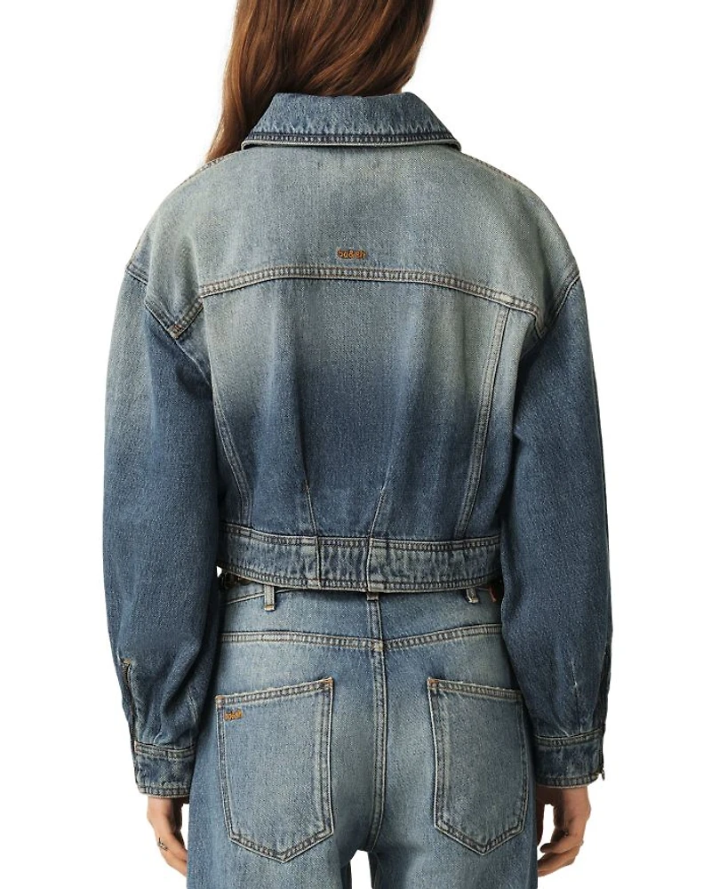 Vinciane Cropped Zip Denim Jacket