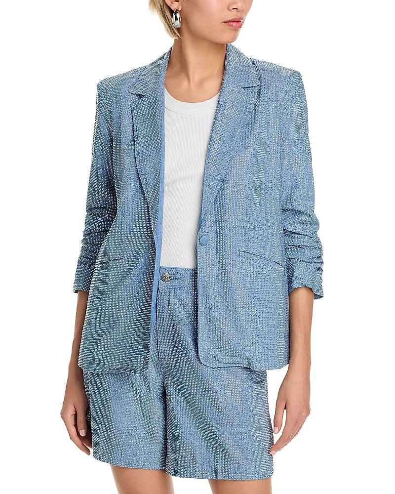 Cinq a Sept Chambray Rhinestone Blazer