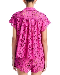 Embroidered Lace Cover-Up Shirt