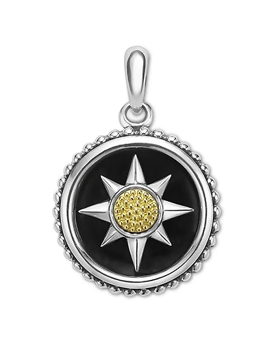 Men's 18K Yellow Gold & Sterling Silver Anthem Black Agate Starburst Amulet Pendant - Exclusive