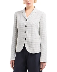 Emporio Armani Houndstooth Pied de Poule Jacquard Blazer with Elbow Patches