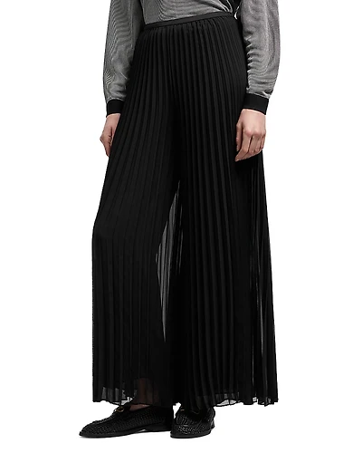 Emporio Armani Palazzo Plisse Techno Georgette Trousers