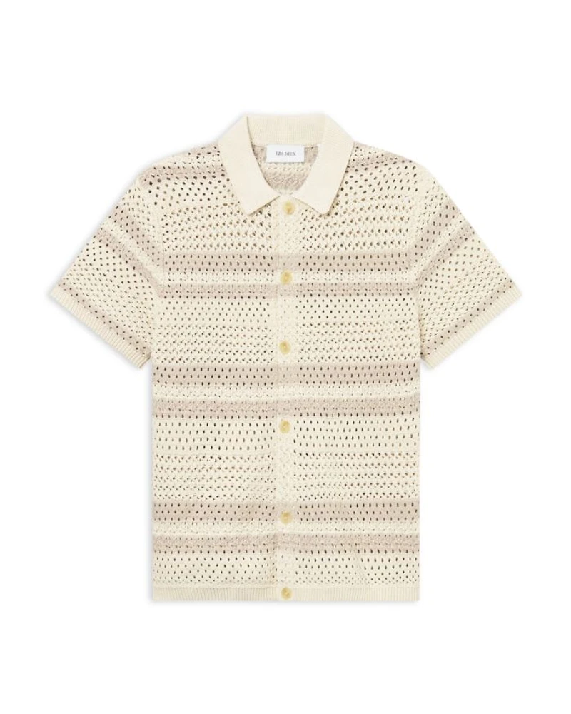 Gianni Short Sleeve Striped Open Knit Shirt
