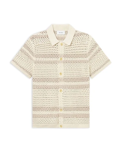 Gianni Short Sleeve Striped Open Knit Shirt