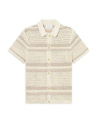 Gianni Short Sleeve Striped Open Knit Shirt
