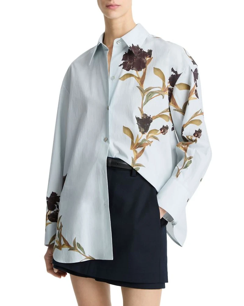 Placed Iris Cotton Button-Front Shirt