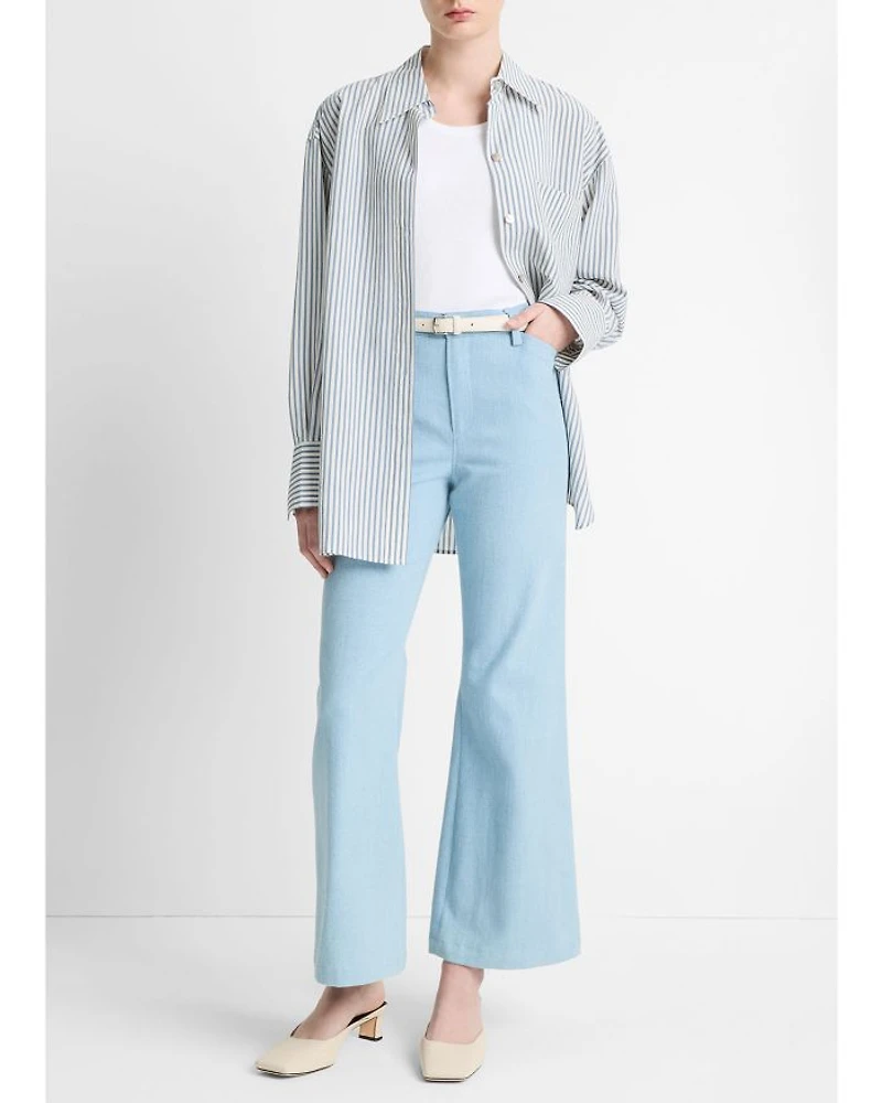 Mid Rise Cropped Flare Twill Pants