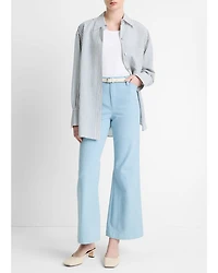 Mid Rise Cropped Flare Twill Pants