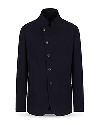 Regular Fit Asymmetric Textured Wool Blazer