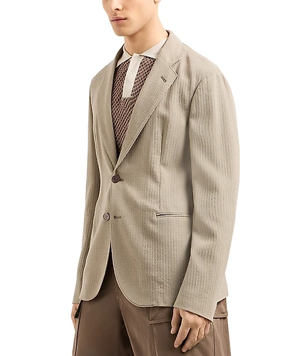 Emporio Armani Regular Fit Textured Crepe Wool Blazer