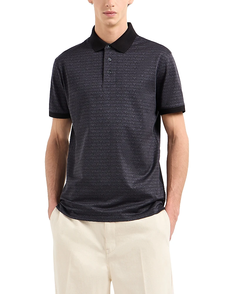 Emporio Armani Jacquard Logo Lettering Polo Shirt