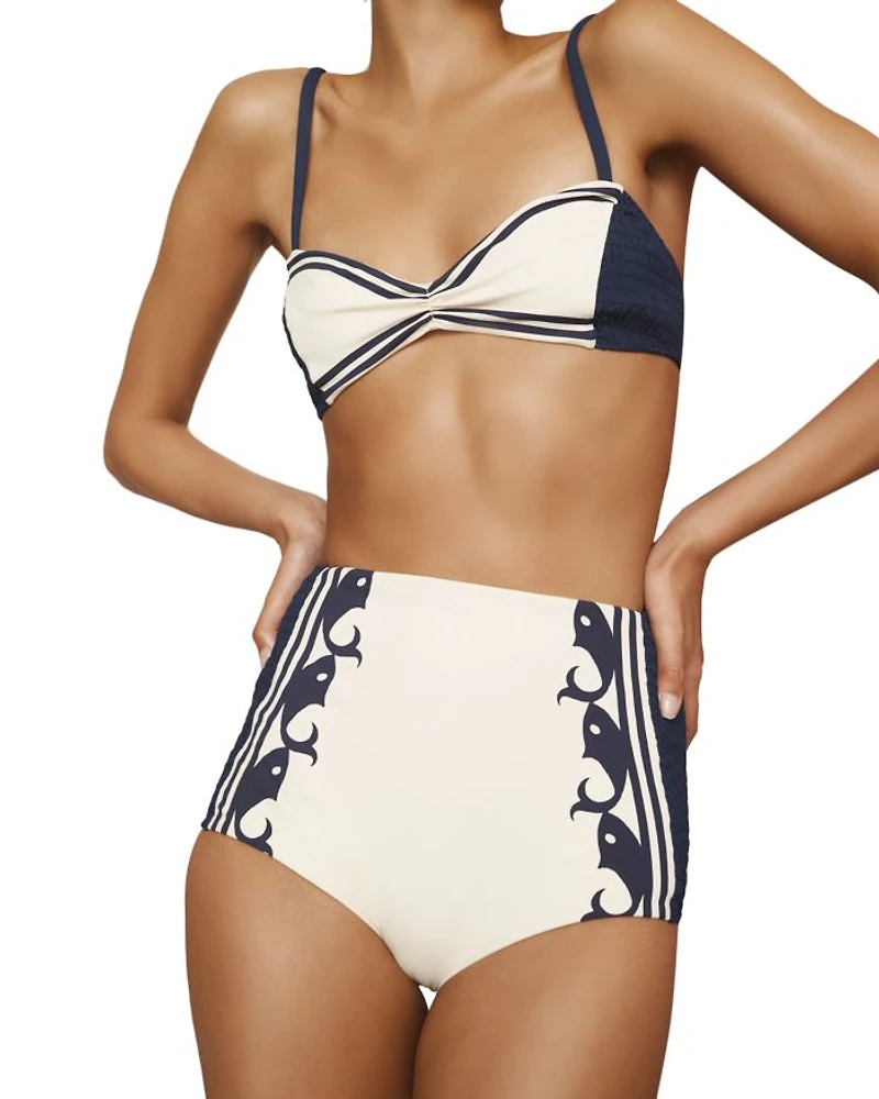 Marine Smocked Bralette Bikini Top