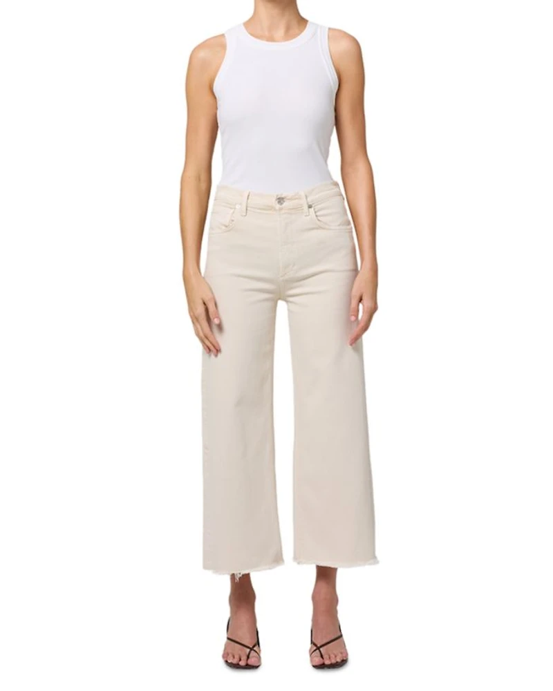 Lyra High Rise Crop Wide Leg Jeans Almondette