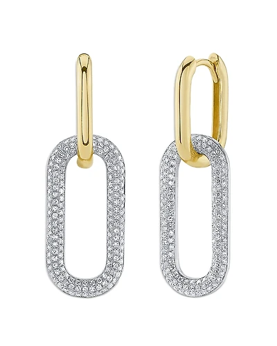 Shy Creation 14K Gold Kate Diamond Pave Link Earrings, 0.71 tcw