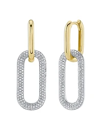 Shy Creation 14K Gold Kate Diamond Pave Link Earrings, 0.71 tcw