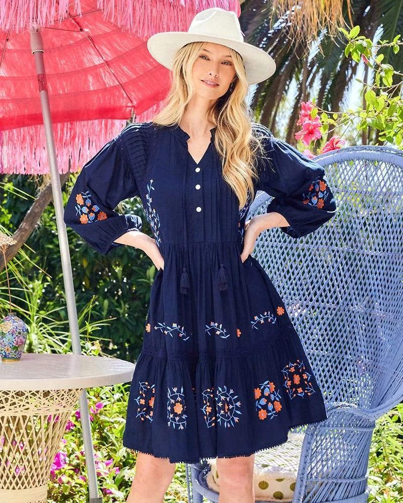 Embroidered Lace Trim Dress