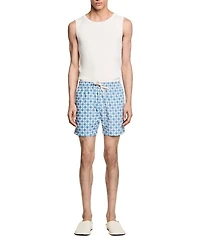 Men's Square Print Drawstring 5" Swim Shorts