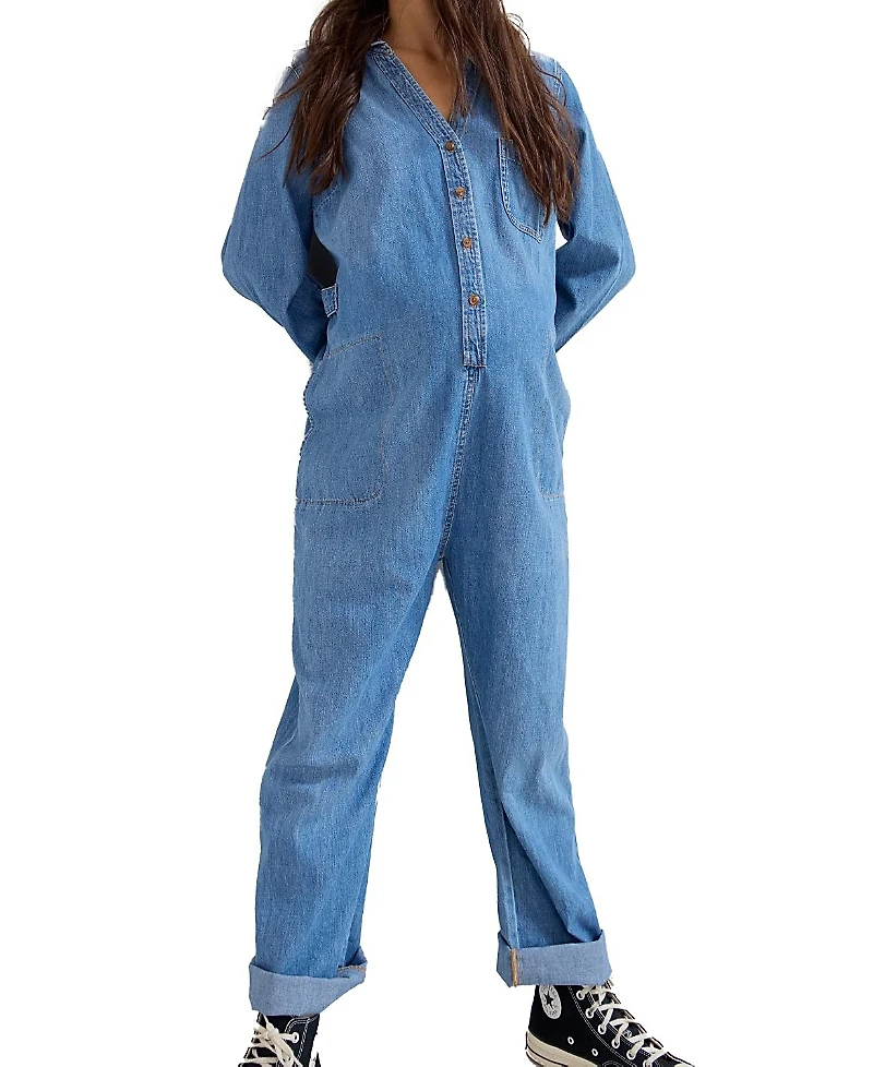 Hatch Collection The Everyday Nursing Denim Jumpsuit