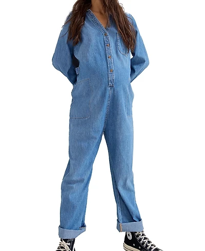 Hatch Collection The Everyday Nursing Denim Jumpsuit