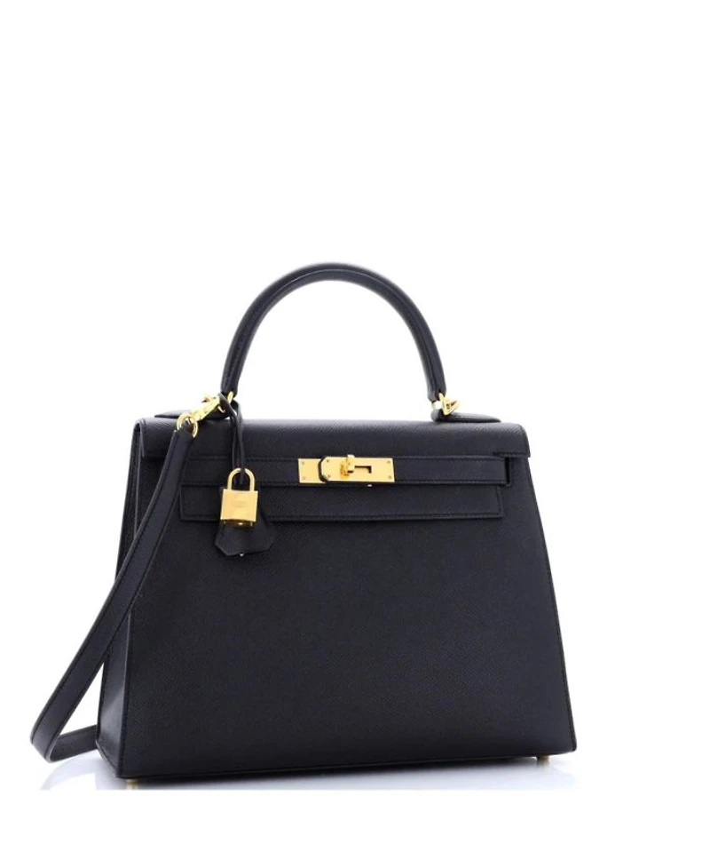 Kelly 28 Handbag Black Epsom with Gold Hardware