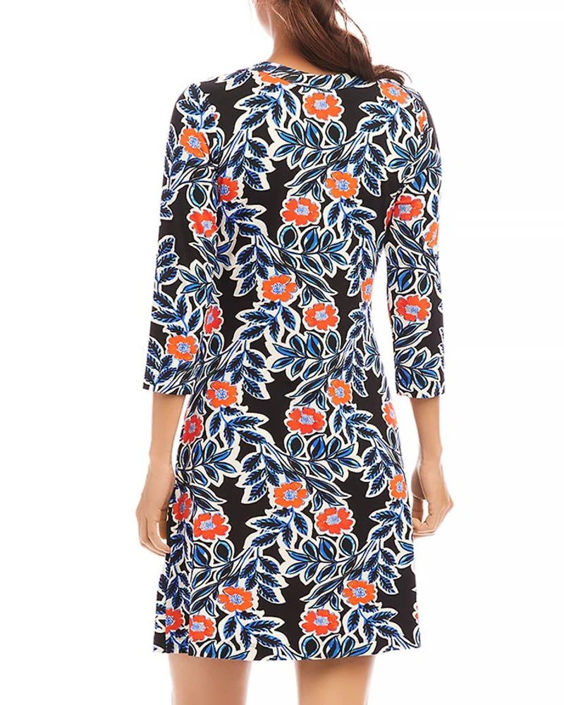 Three Quarter Sleeve A Line Dress
