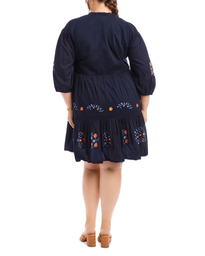 Plus Embroidered Lace Trim Dress