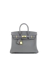Pre-Owned Hermes Birkin 25 Handbag Grey Swift with Gold Hardware
