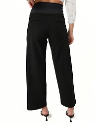 Women's Wide Leg Maternity Work Pant Italian Stretch Suiting Fabric (Regular & Petite)