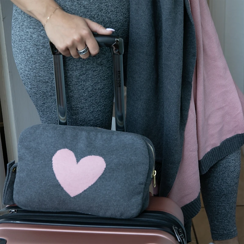 Pink Lemonade Hearts Reversible Blanket Travel Set