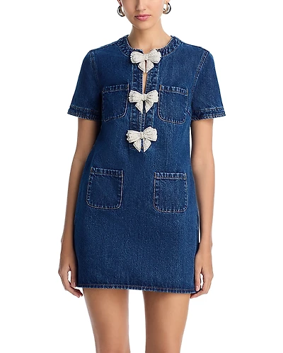 Self-Portrait Embellished Denim Mini Dress