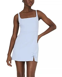 Whisper Bow Trim Slit Mini Dress