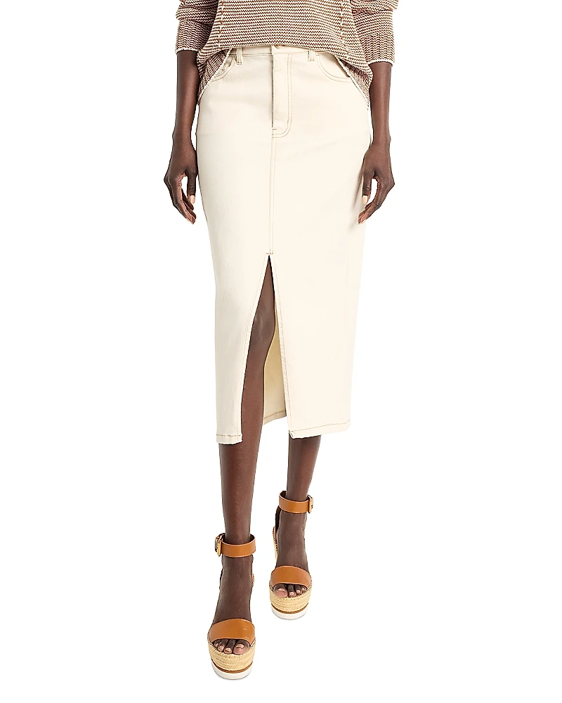 Nic+Zoe Front Slit Denim Midi Skirt