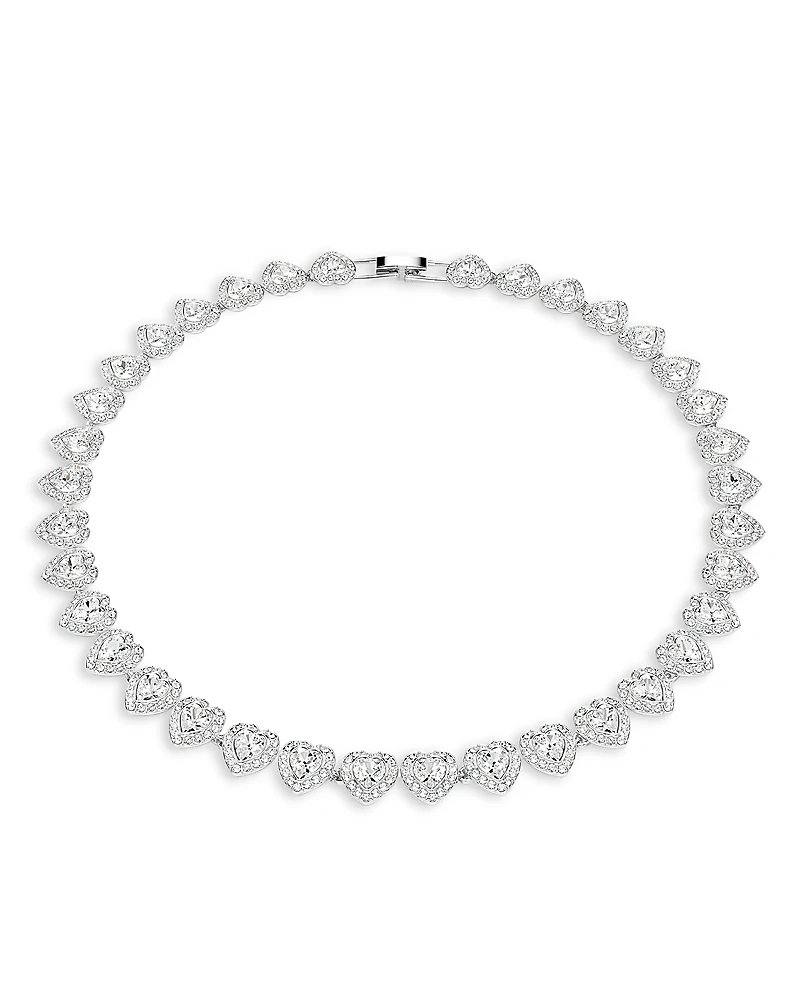Swarovski Ariana Grande Crystal Heart Halo Tennis Necklace, 14.875-17.75