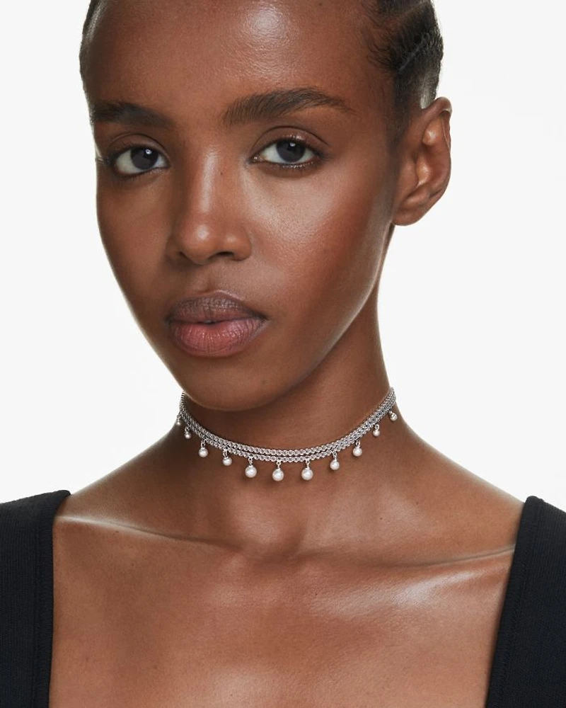 Ariana Grande Imitation Pearl & Crystal Dangle Choker Necklace, 11.75-16.5"