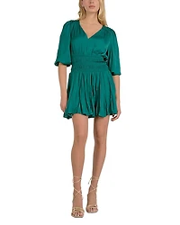 Elbow Sleeve Smocked Mini Dress