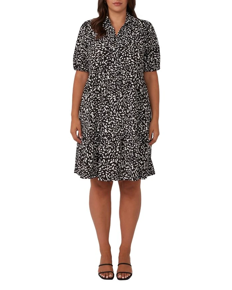 Abstract Spot Mini Shirt Dress