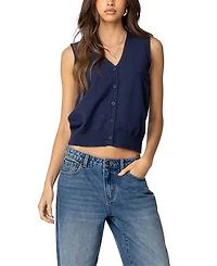 Edikted Cam Button Up Knit Vest Top