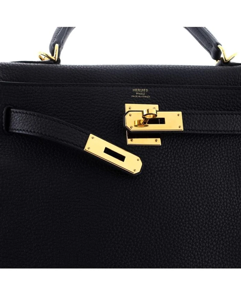 Kelly Handbag Black Togo with Gold Hardware
