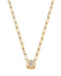 Bloomingdale's Fine Collection Certified Lab Grown Diamond Ascher Cut Bezel Paper Clip Pendant Necklace 14K Yellow Gold, 2.0 tcw