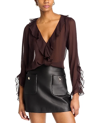 Lucy Paris V Neck Ruffle Top