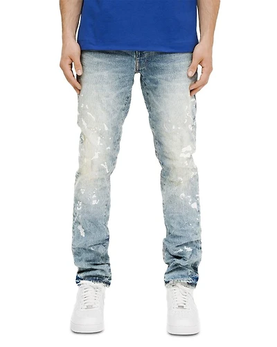 Manganese Slim Straight Jeans with Paint Splatter